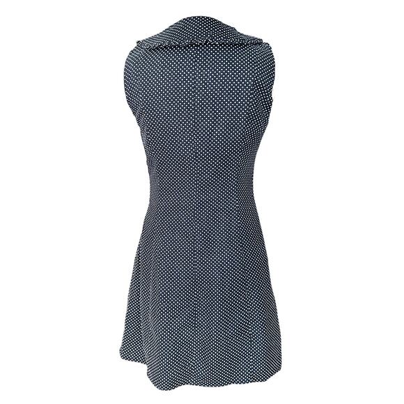 NWT Caroline Constas Gabriella  Preppy Linen Blue, White Polka Dot Dress, Size 4 - Picture 3 of 11